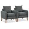 2Pcs Modern Accent Chair Upholstered Mid-Century Armchair W/ Rubber Wood Legs